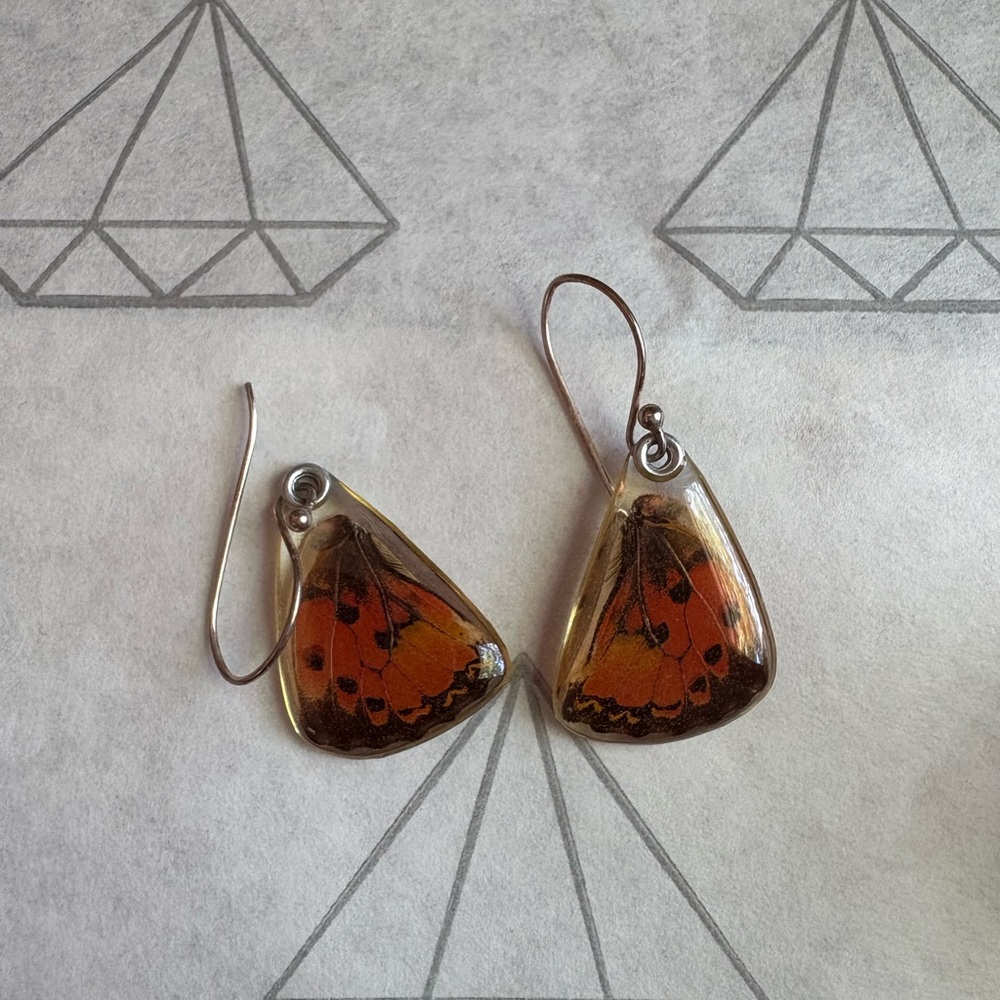 Artisan Butterfly Wing Drop Earrings